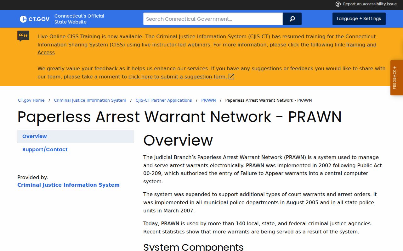 Stamford warrant records PRAWN agency-only overview