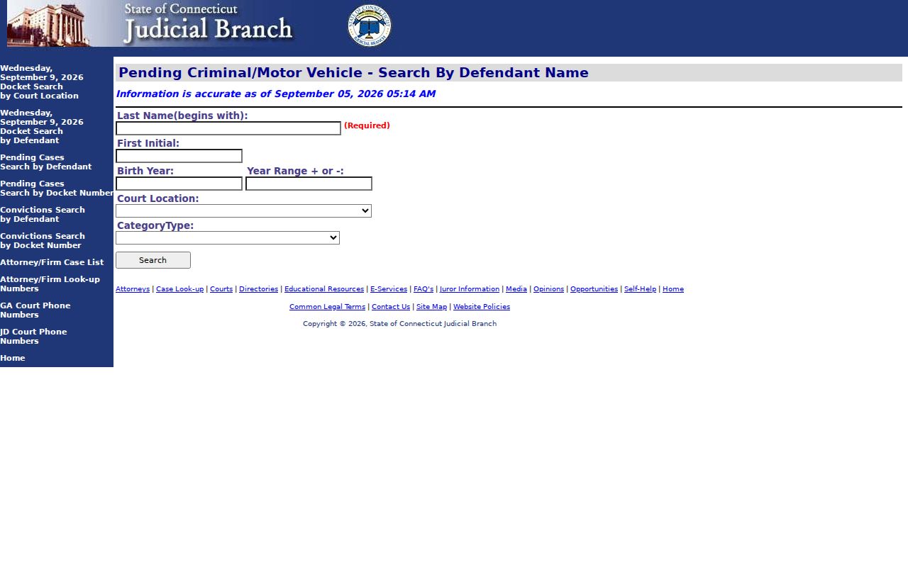 Stamford warrant records pending defendant fields