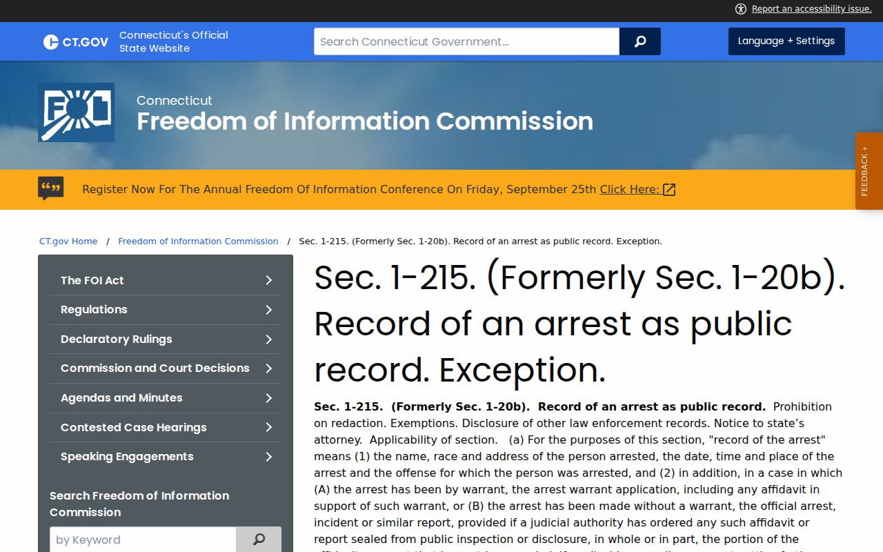 Stamford warrant arrest-record public access rule
