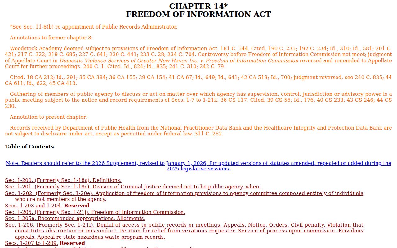 Stamford warrant records Connecticut FOI law