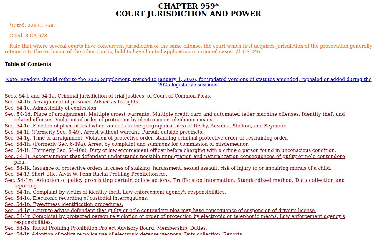 Stamford bench arrest and search warrant law